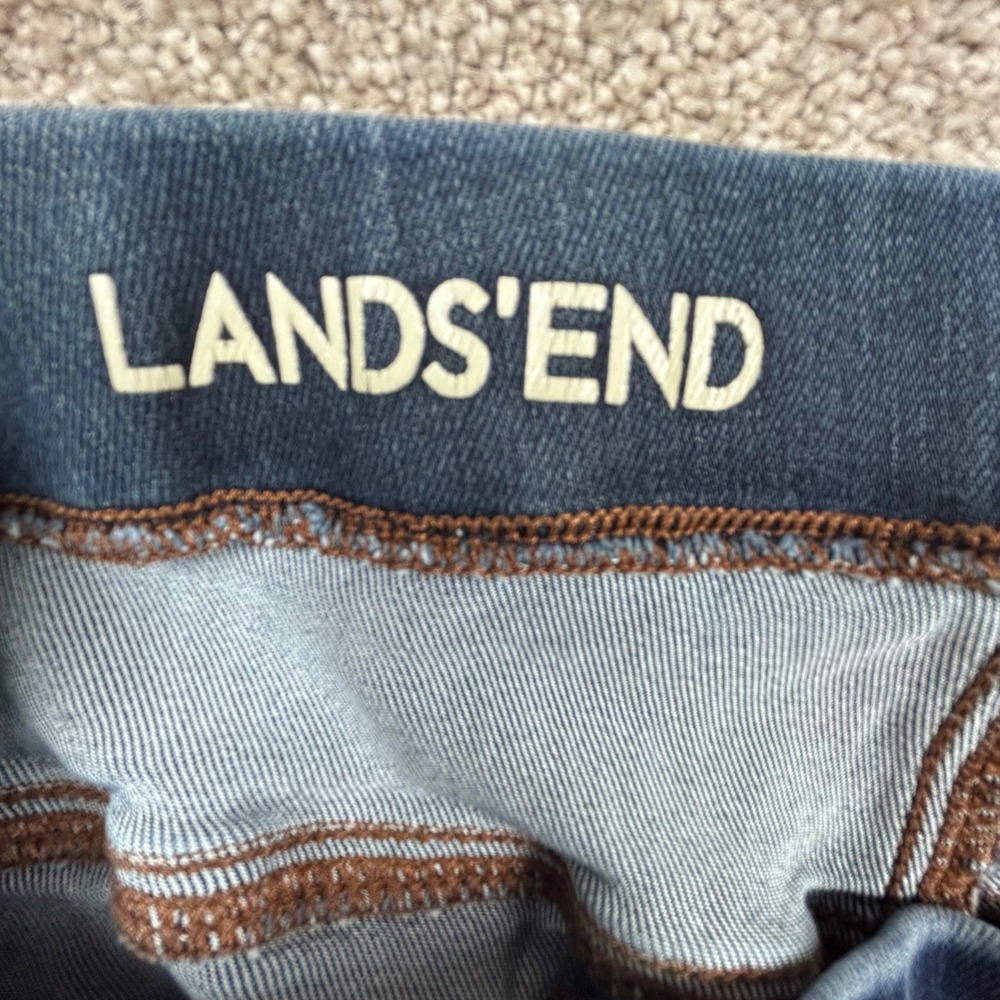 Lands' End Womens Mid Rise Pull On Skinny Jeans Jeggings Dark Wash Size 16 32 - Picture 7 of 9